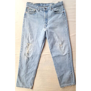 Vintage Levi's 505 Jeans Light Wash Distressed Ripped Frayed Hem Thrashed *READ*